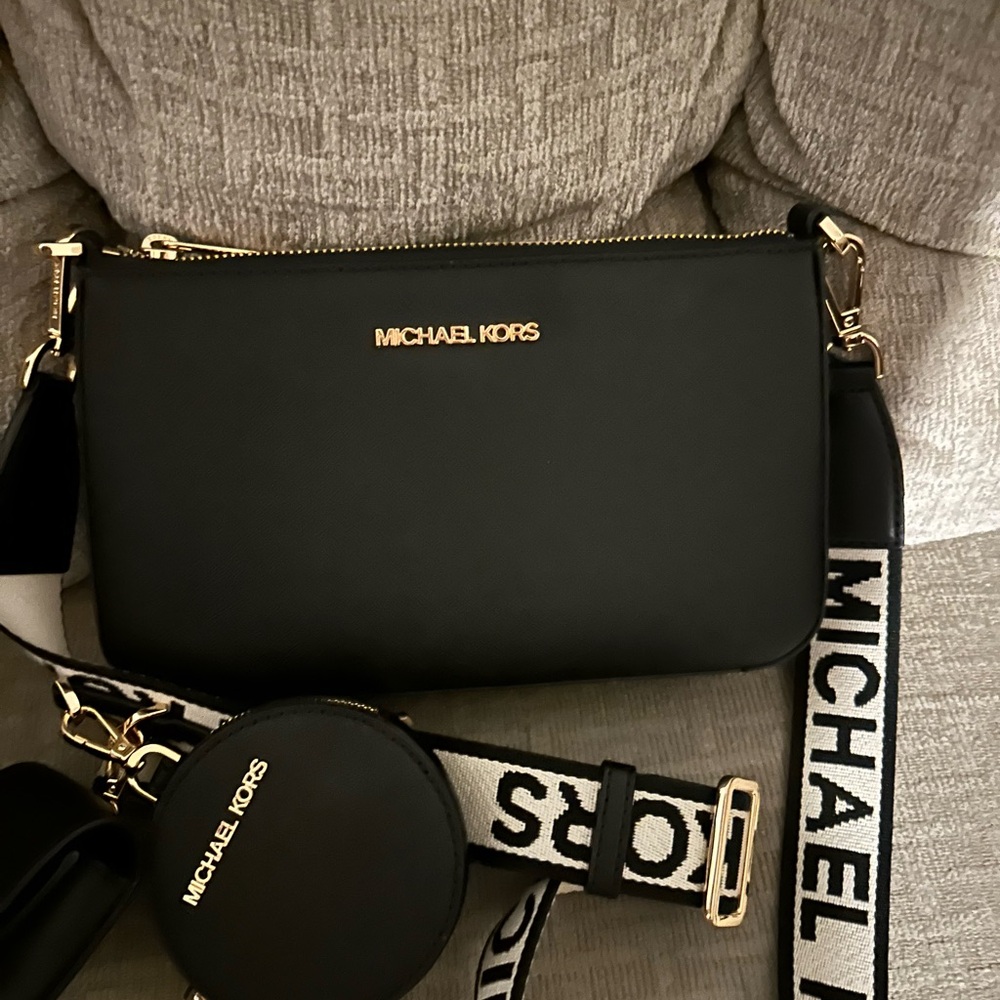 Michael Kors Black and Gold Crossbody Bag